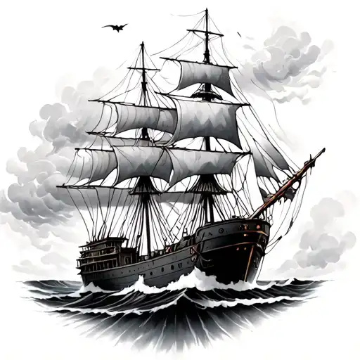 ship in Strom tattoo design idea