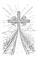 road leading into cross tattoo design idea