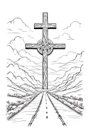 road leading into cross tattoo design idea