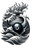 black pearl lying in waves tattoo design idea