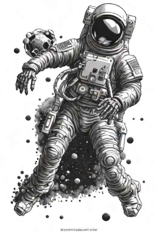skeletal astronaut tattoo design idea