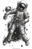 skeletal astronaut tattoo design idea
