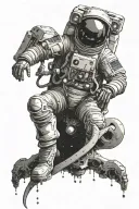 skeletal astronaut tattoo design idea