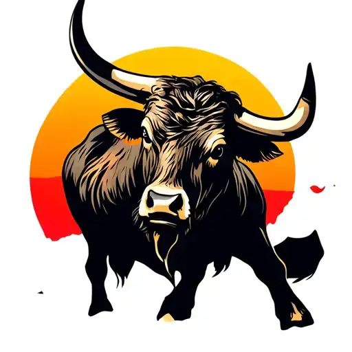 2. Bull & Sunset SceneDesign:	•	A powerful Spanish fighting bull standing on a hill, its silhouette strong and dynami tattoo design idea