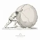 Sisyphus pushing a boulder tattoo design idea