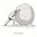 Sisyphus pushing a boulder tattoo design idea