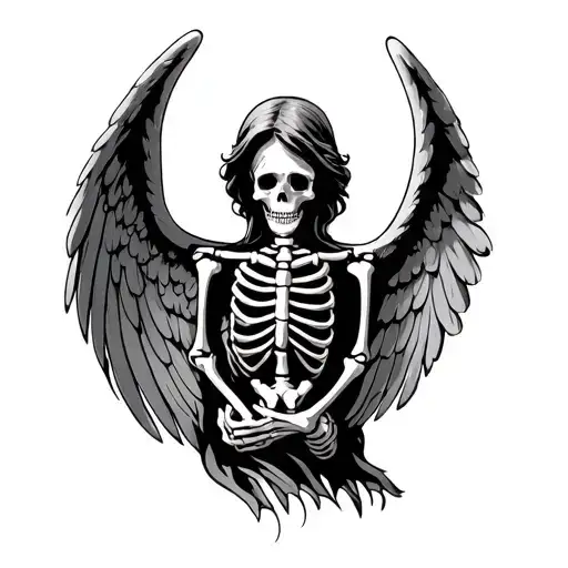 angel hand tattoo with Skeleton bones on fingers tattoo design idea