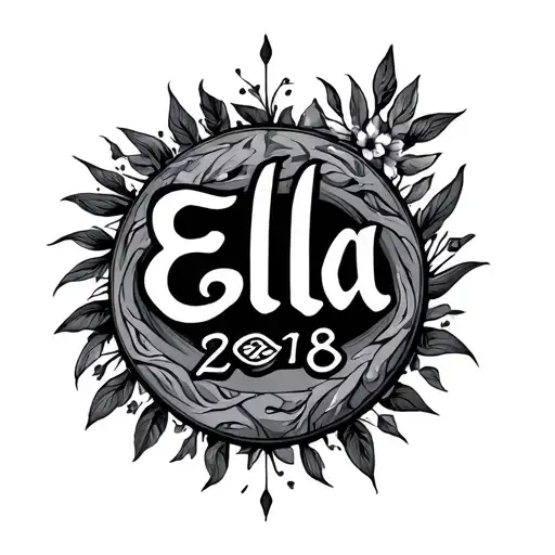 Name Ella, year of birth 2018, zodiac sign Kreps tattoo design idea