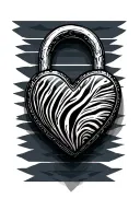 zebra heart shaped lock being closed tattoo design idea
