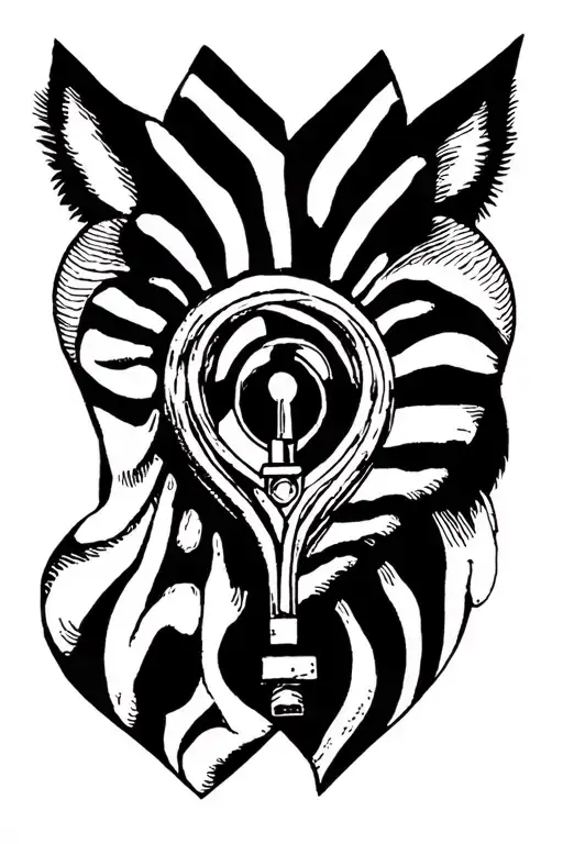 zebra heart shaped lock being closed tattoo design idea