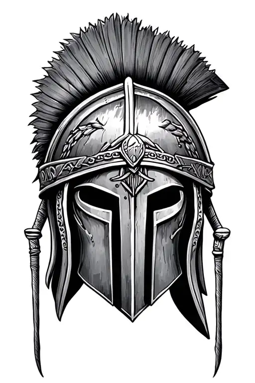 molon labe spartan helmet adorned realistic thigh tattoo tattoo design idea