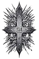 cross numbers 224 tattoo design idea