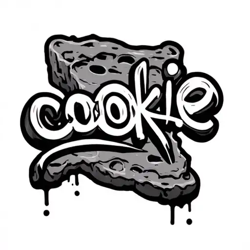simple easy graffiti tag says "cookie tattoo design idea