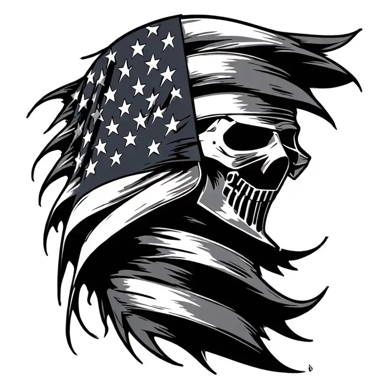 American flag tattered crusader looking tattoo design idea