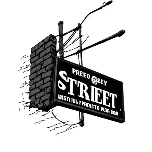 brick wall street sign tattoo design idea
