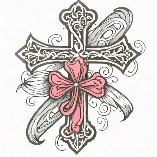 Cross With Cancer Ribbon tattoo design idea