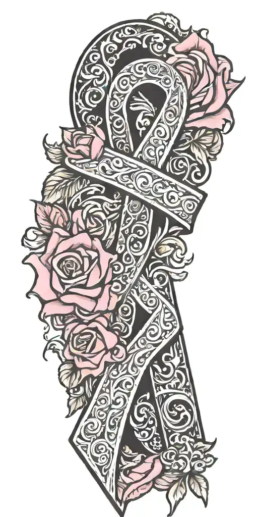 breast cancer awareness ribbon tattoo design idea