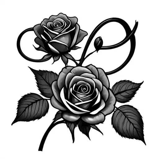 two roses intertwined infinity symbols stem  tattoo design idea