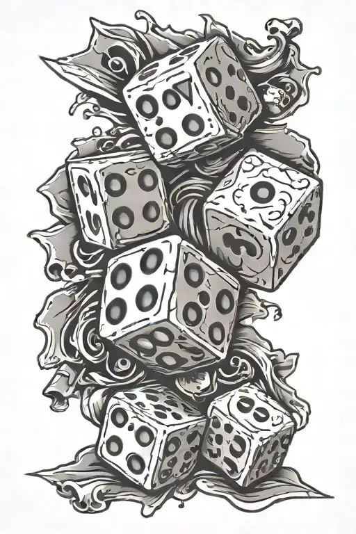 dice gamble with aces brick wall torn down  tattoo design idea