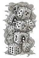 dice gamble with aces brick wall torn down  tattoo design idea