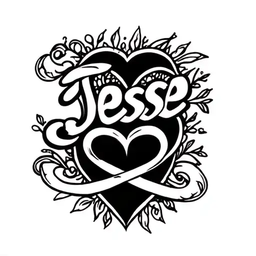 the name Jesse with a heart and infinity symbol incorporated for my girls tattoo  tattoo design idea