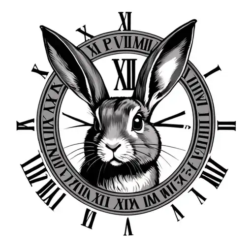 Rd logo with rabbit face surrounded by roman numeral X-XVI-MMXXIII  tattoo design idea