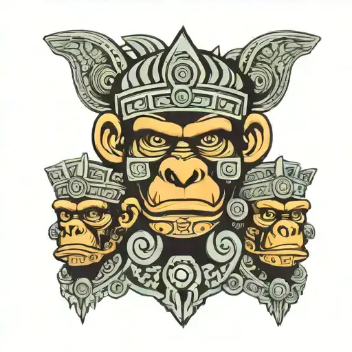 Aztec apes   Hear No Evil    See No Evil   Speak No Evil tattoo design idea