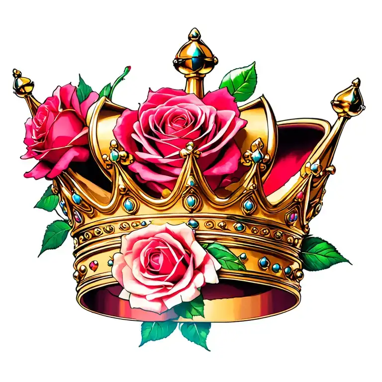 crown with rose tattoo design combining tattoo design idea