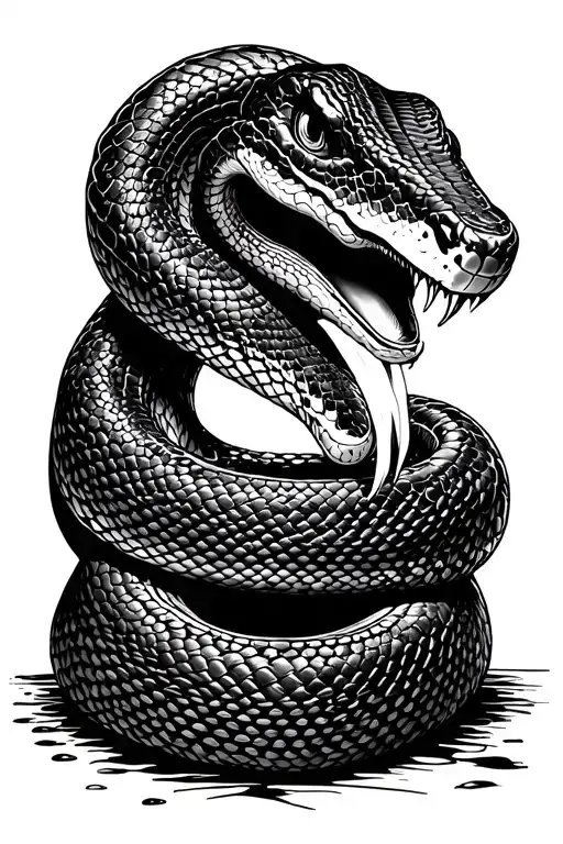 snake coiled snake eating tattoo design idea