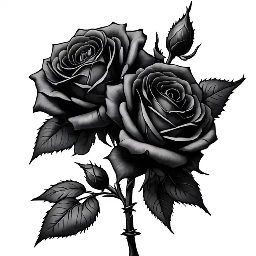 multiple black roses Barbed Wire tattoo design idea