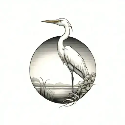 Coverup egret tattoo design idea