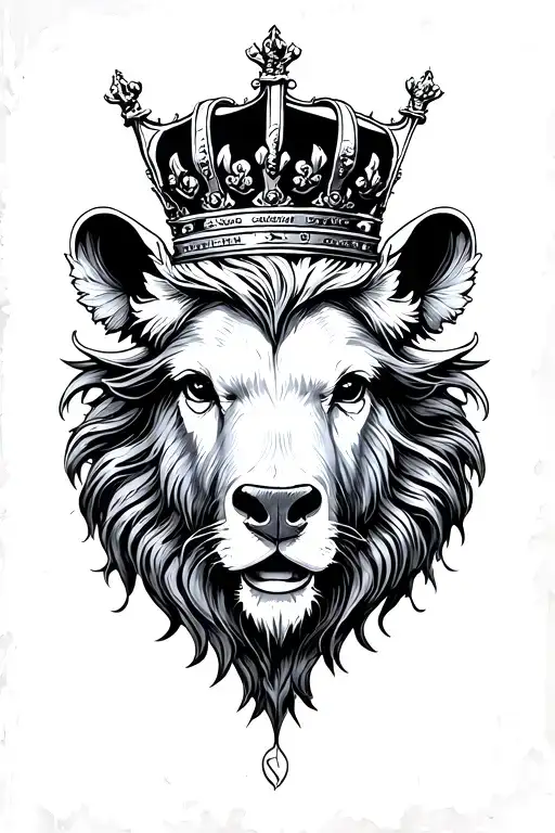 Royal loin crown tattoo design idea