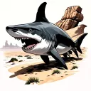 sand shark in desert landscape tattoo design idea
