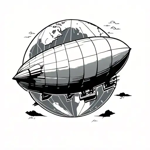 blimp with the world is yours tattoo design idea