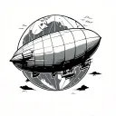 blimp with the world is yours tattoo design idea