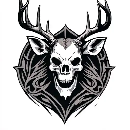 skull wearing a buck skin tattoo design idea