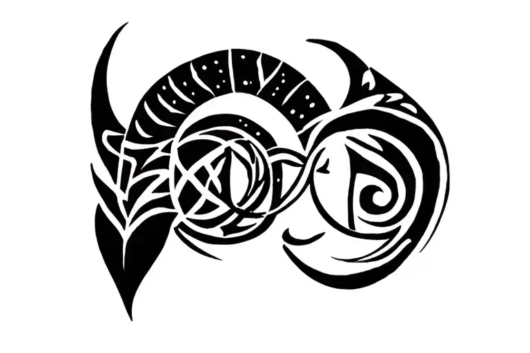 aries y libra zodiac sign tattoo design idea