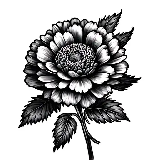 Carnation flower and Chrysanthemum flower in a tiny bouqet tattoo design idea
