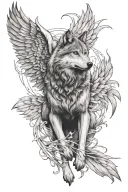 wolf witg wings tattoo design idea