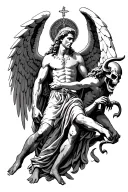 st. michael archangel killing satan tattoo design idea