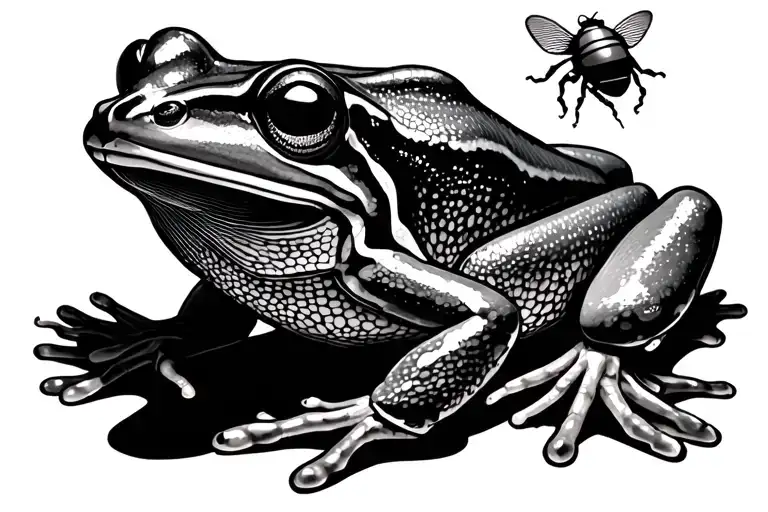 coqui frog and a lightning bug abstract design tattoo design idea