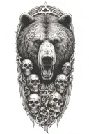 bear face and skulls surrounded tattoo design idea