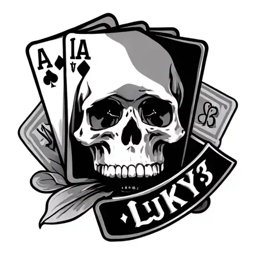 lucky 13, gambling themed tattoo tattoo design idea
