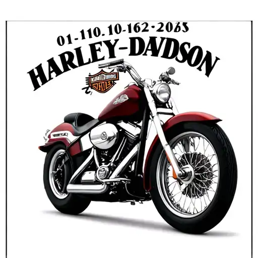 "01-10-1962      02-12-2025  " "01-10-1962       " Harley Davidson motorcycle"  02-12-2025 tattoo design idea