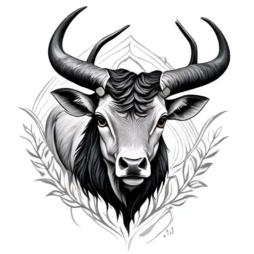 Taurus zodiac animal and cancer zodiac animal combined tattoo design idea