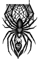 spider with webs (or hanging from webs)on forearm with i want the spider to have a heart with a lotus flour somewhere in tattoo design idea