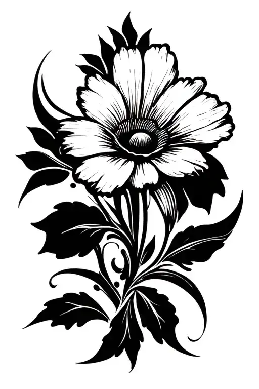 nihilism aesthetic black flower tattoo design idea