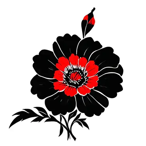 flower with black overall and  red accents  tattoo design idea