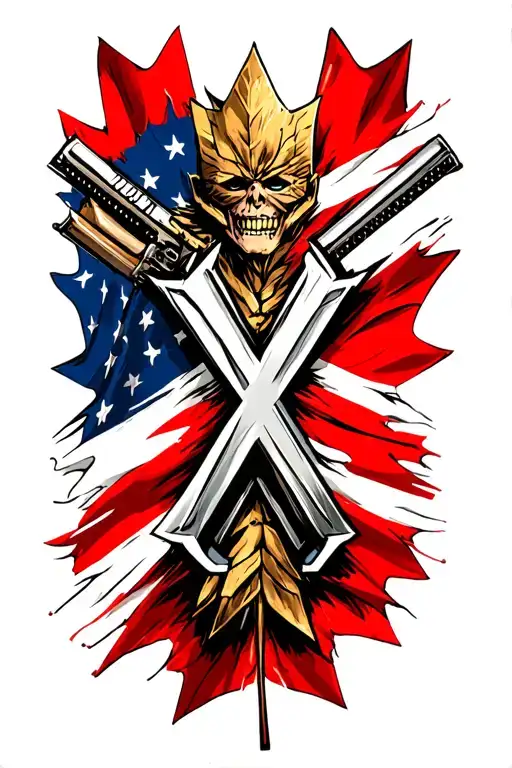 Canadian flag with x-men logo incorporated tattoo design idea