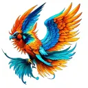 fore left arm, phoenix, angel, fish scales tattoo design idea